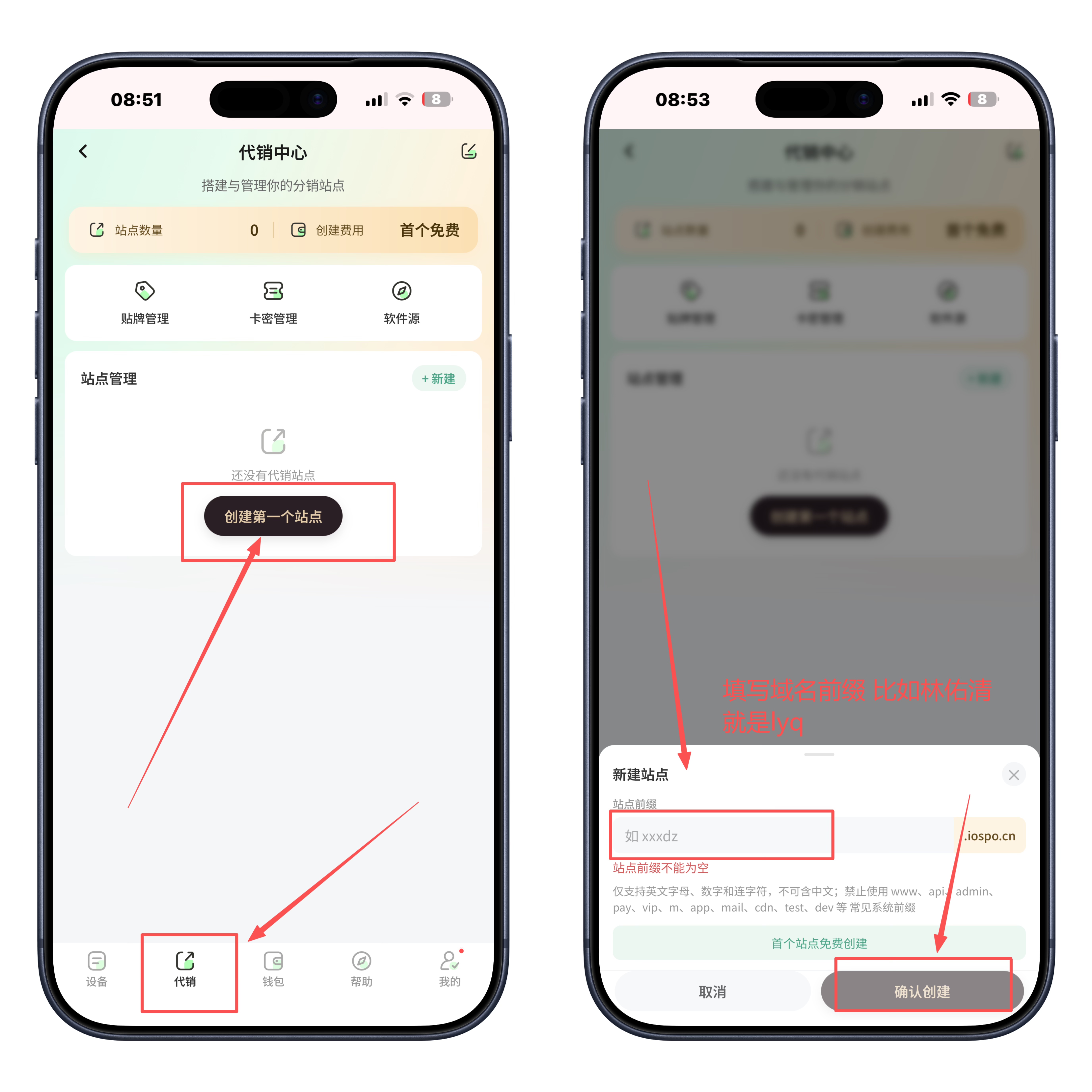 域名设置页面